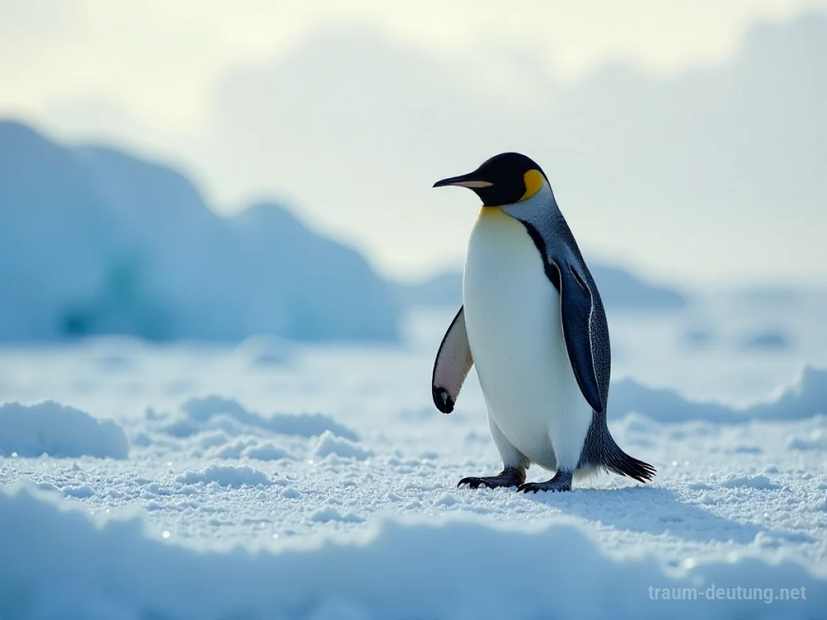 Ein Pinguin steht allein auf einer Eisfläche und blickt nach vorne.