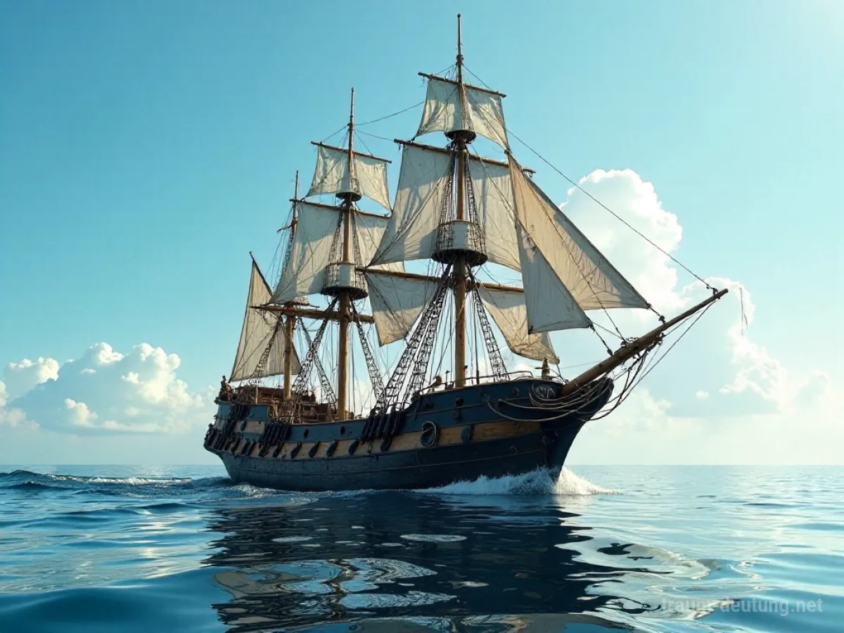 Ein großes Piratenschiff auf ruhiger See