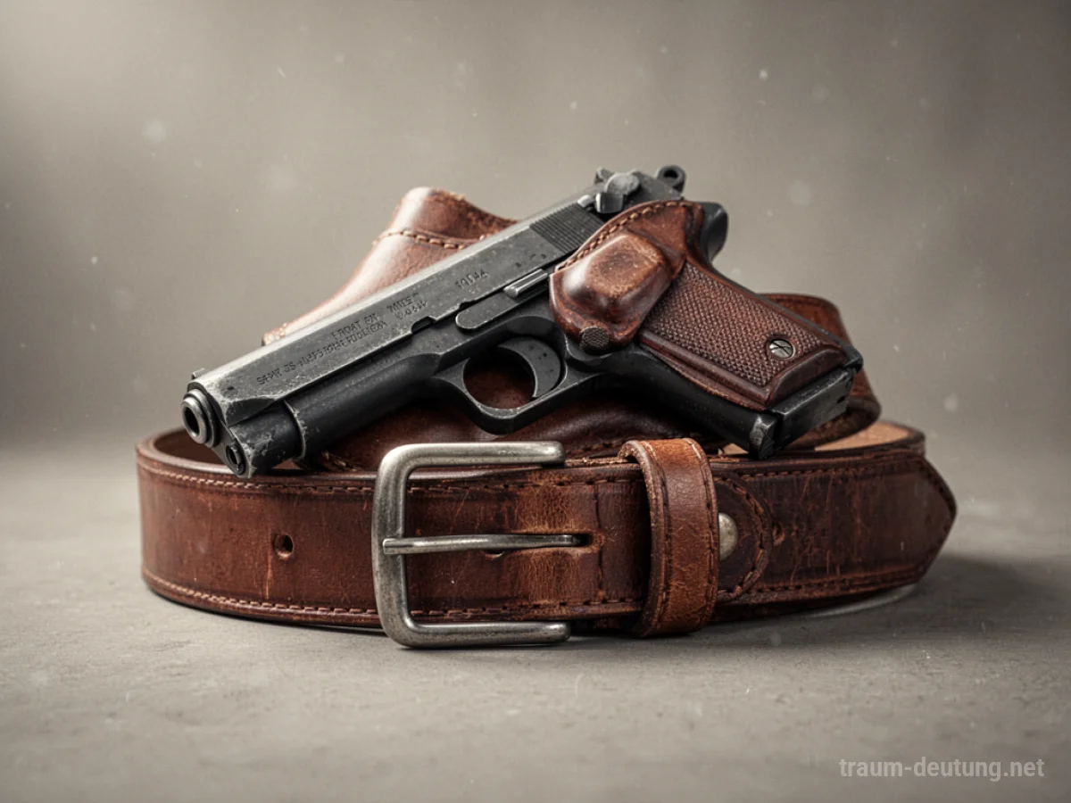 Eine Pistole in einem Holster am Gürtel