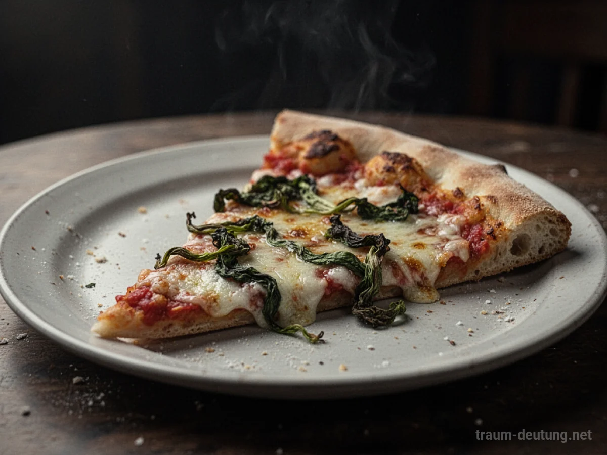 Ein unappetitlicher Pizzastück auf einem Teller