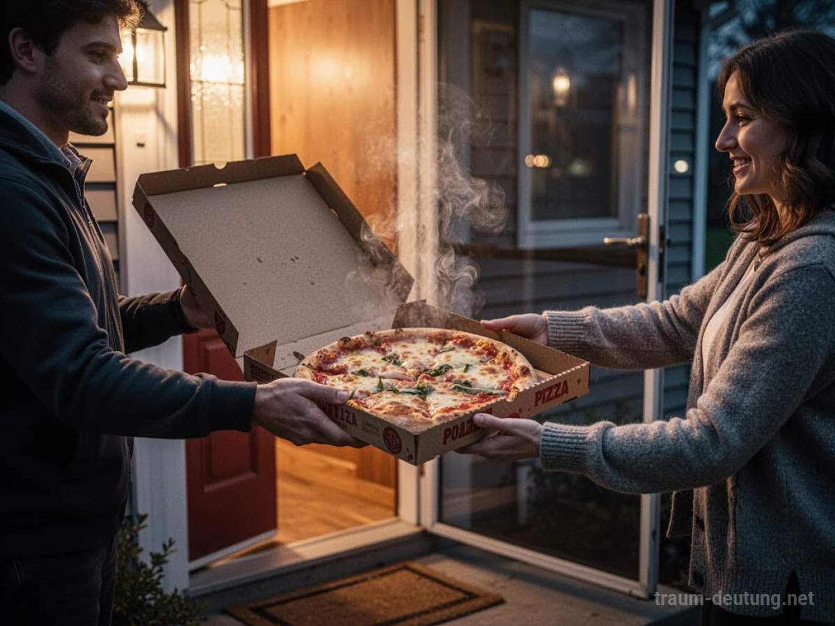 Pizza-Lieferung an der Haustür im Traum