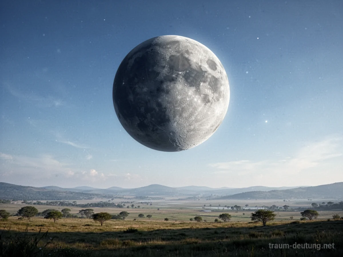 Ein großer Planet, der langsam vom Himmel zur Erde herabsinkt.
