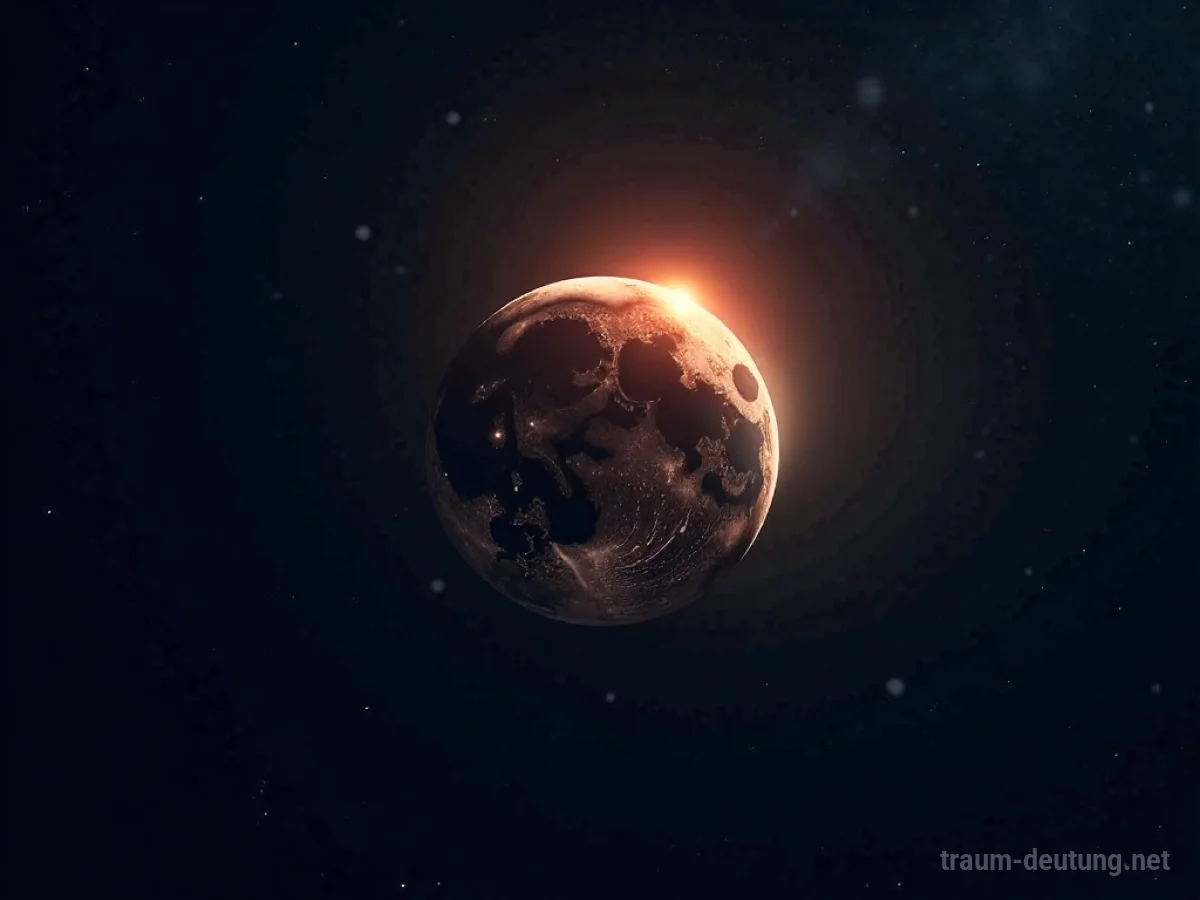 Ein heller Planet leuchtet in der Dunkelheit des Weltraums.