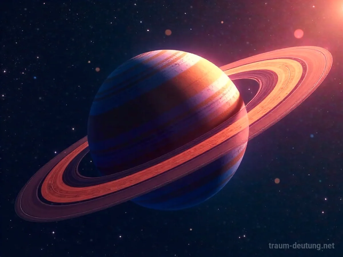 Ein Planet mit leuchtenden Ringen in der Weite des Weltraums