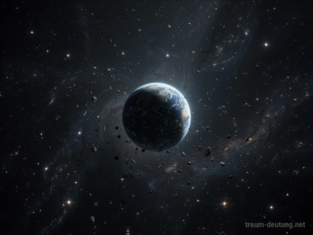 Ein Planet verschwindet im Weltall, umgeben von Sternen.