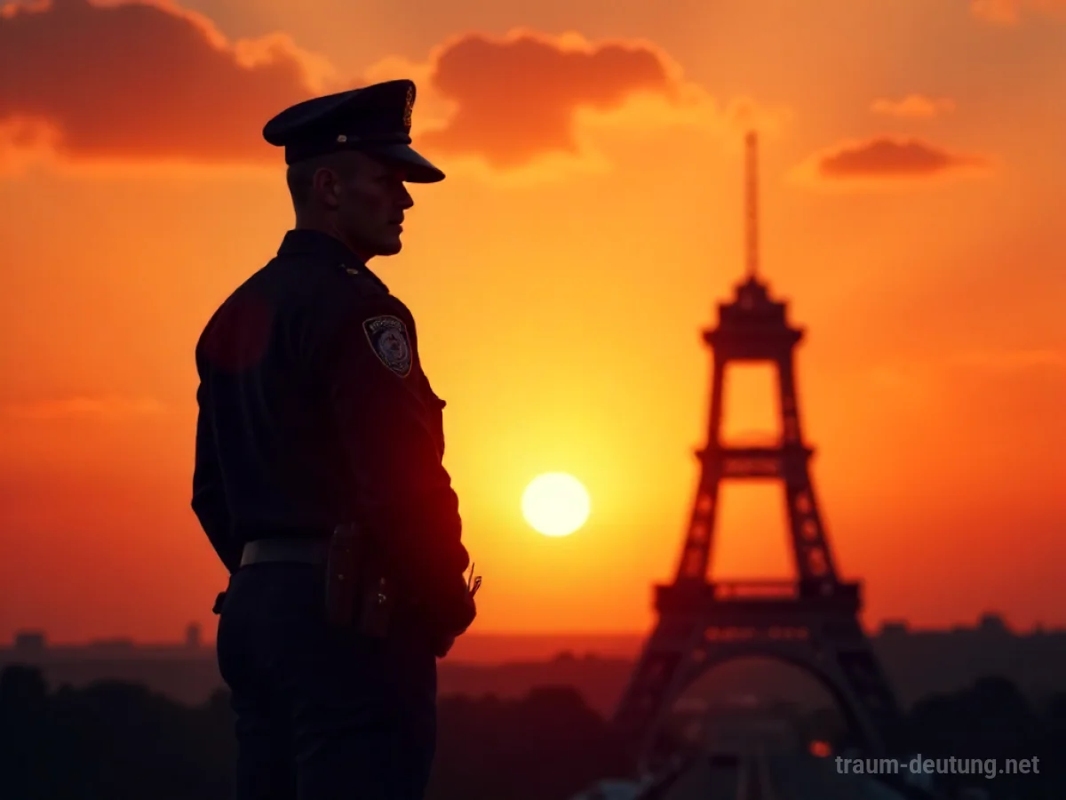 Silhouettenbild eines Polizisten vor einem schwindenden Sonnenuntergang