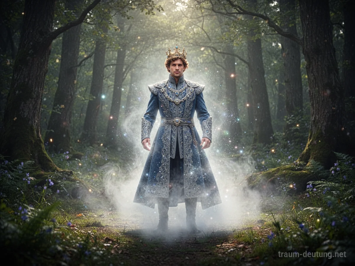 Ein Prinz erscheint plötzlich aus einem Nebel in einem Wald.