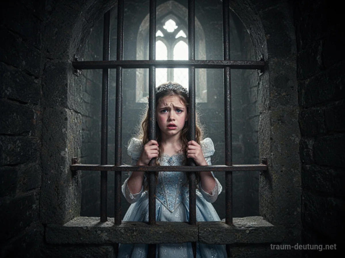 Prinzessin in einem dunklen Turm gefangen