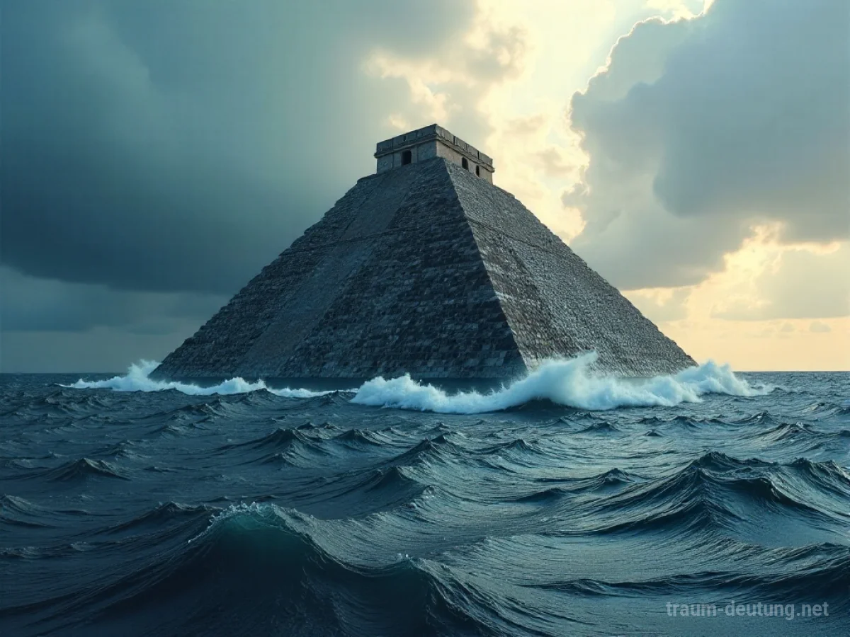 Pyramide ragt aus stürmischem Meer empor