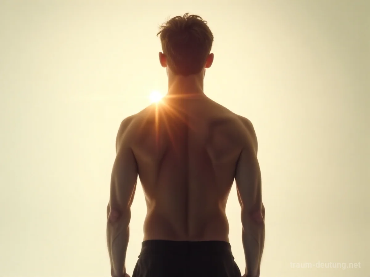 Silhouette eines sauberen männlichen Torsos mit Lichtstrahlen