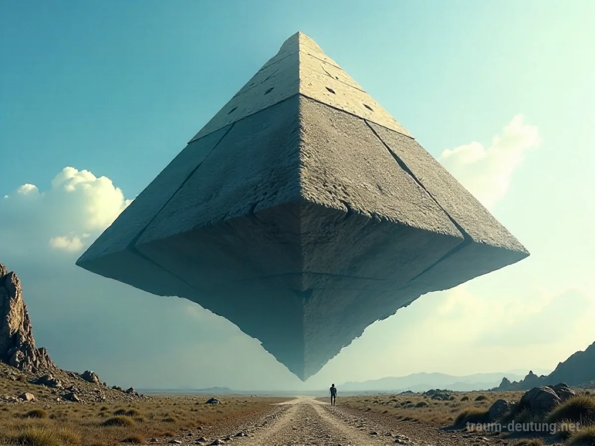 Eine schwebende Pyramide im Himmel