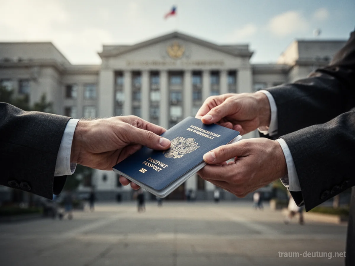 Hand nimmt Pass ab, als Symbol für Identitätsverlust im Traum.