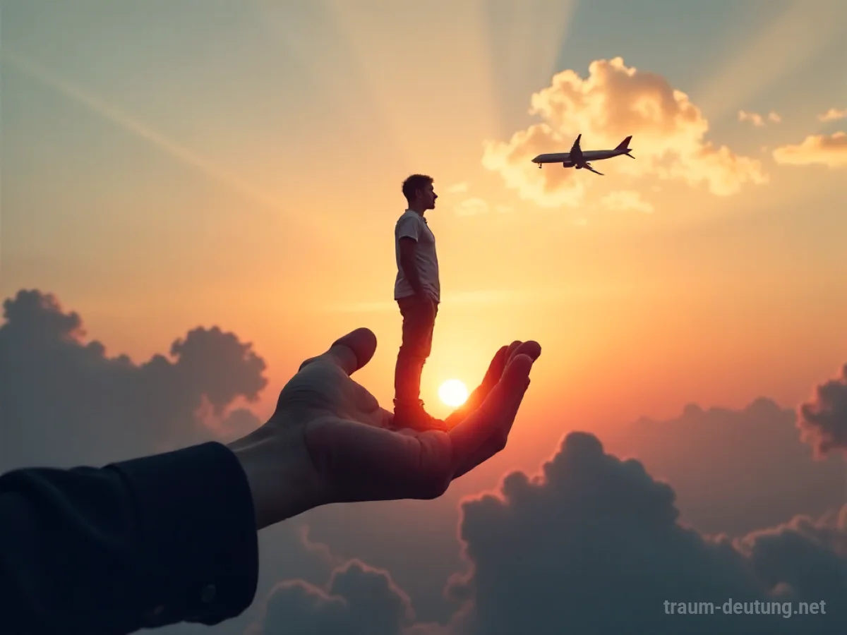 Person wird von einer schützenden Hand aus Wolken emporgehoben, Pilotensymbol