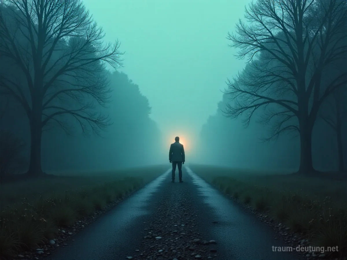 Person steht an einer Weggabelung mit vielen unsicheren Pfaden im Nebel.