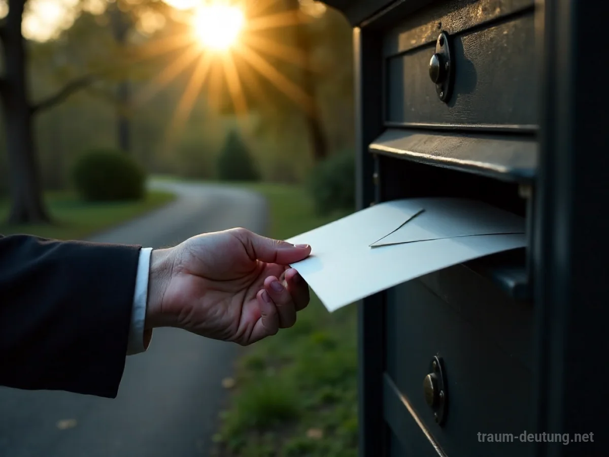 Hand empfängt einen Brief aus einem Briefkasten.