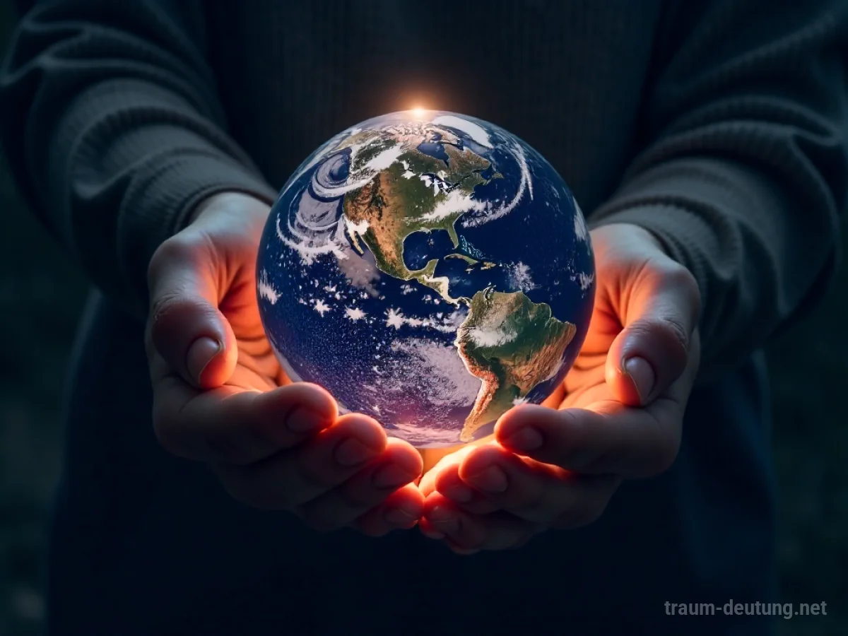 Hände halten einen leuchtenden Planeten Erde im Weltall