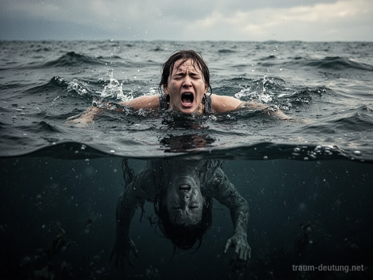 Panik und Ertrinken im Wasser im Traum