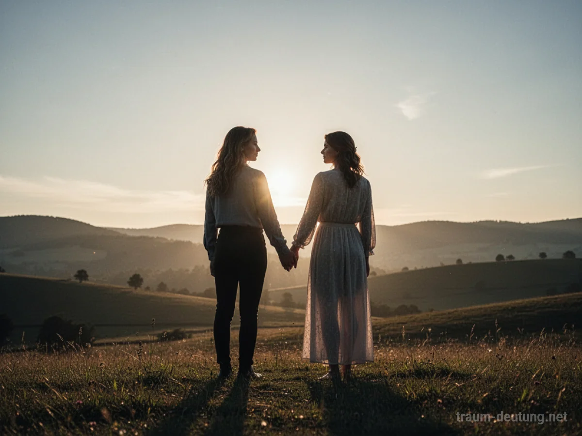 Glückliches Paar steht Hand in Hand im Sonnenlicht