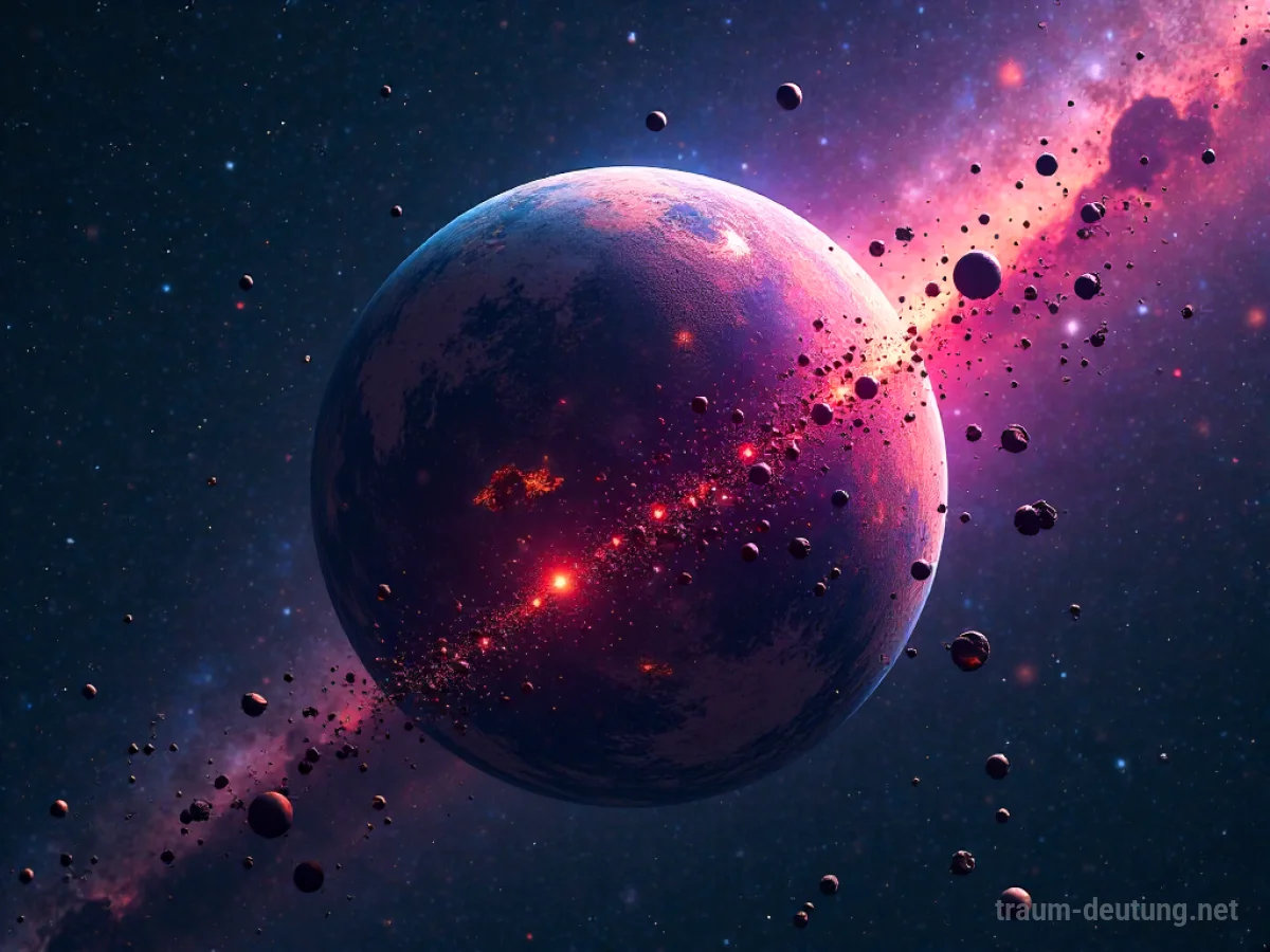 Ein Planet zerbricht in tausend Teile im Weltraum