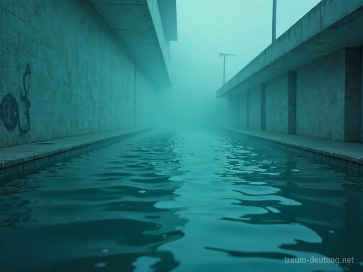 Trübes Poolwasser in einem Traum, das innere Unruhe symbolisiert.