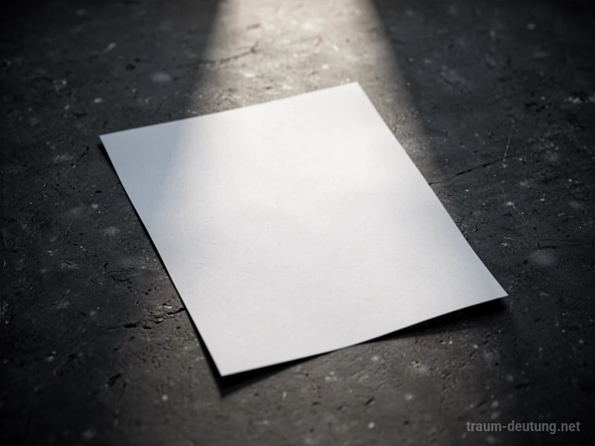 Ein einzelnes weißes Blatt Papier liegt auf einer dunklen Fläche.