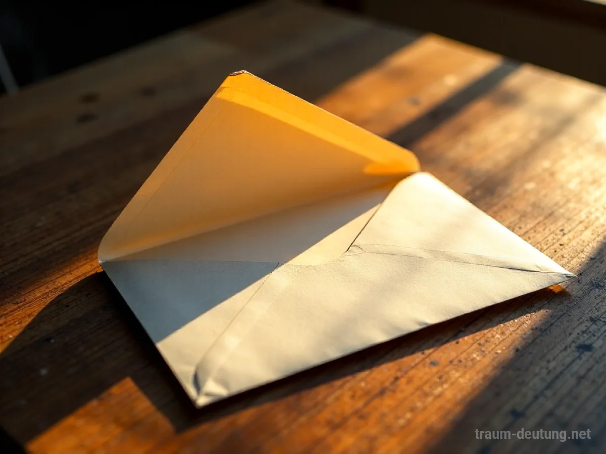 Ein offener Brief mit strahlendem Licht auf einem Holztisch.