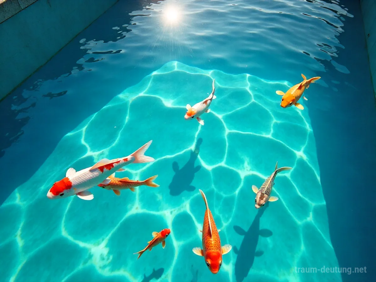 Ein ruhiger Pool mit vielen bunten Fischen, die friedlich schwimmen.