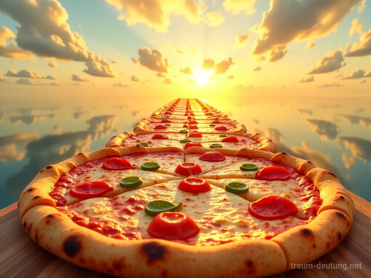 Unendlich viele Pizzastücke erstrecken sich bis zum Horizont.