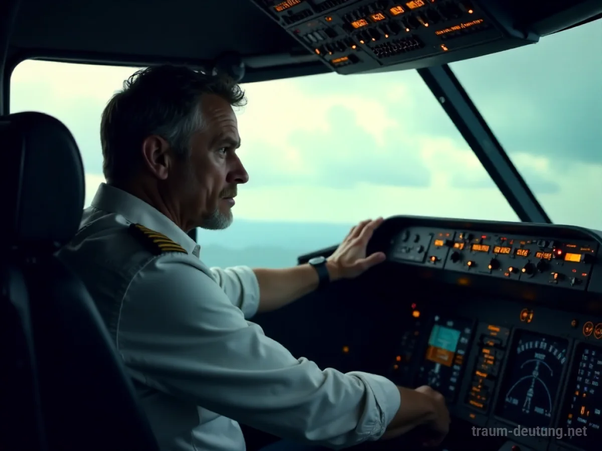 Unerfahrener Pilot am Steuer eines Flugzeugs mit unsicherem Blick