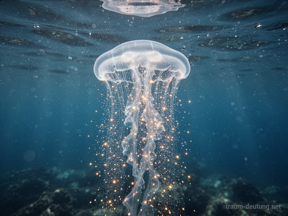 Eine Qualle löst sich im Wasser auf