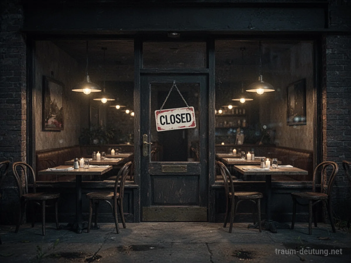 Ein Restaurant mit einem 'Geschlossen'-Schild an der Tür bei Nacht.