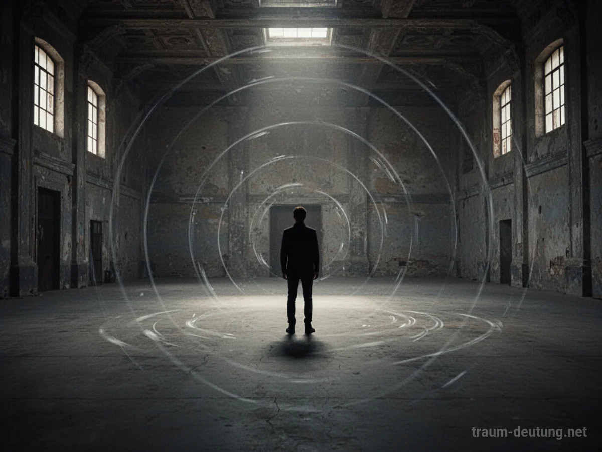Silhouette ruft in einem großen, leeren Raum