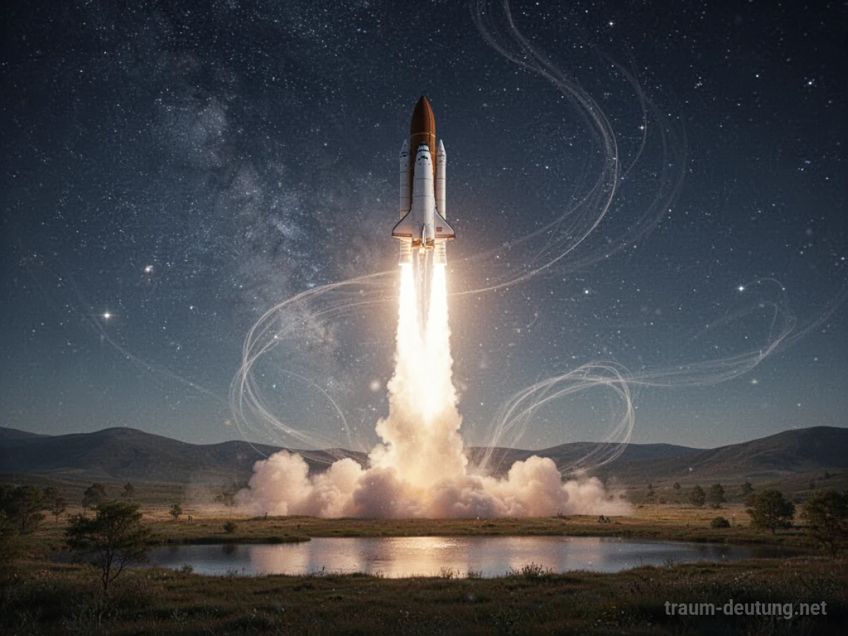 Eine Rakete startet in den Nachthimmel.