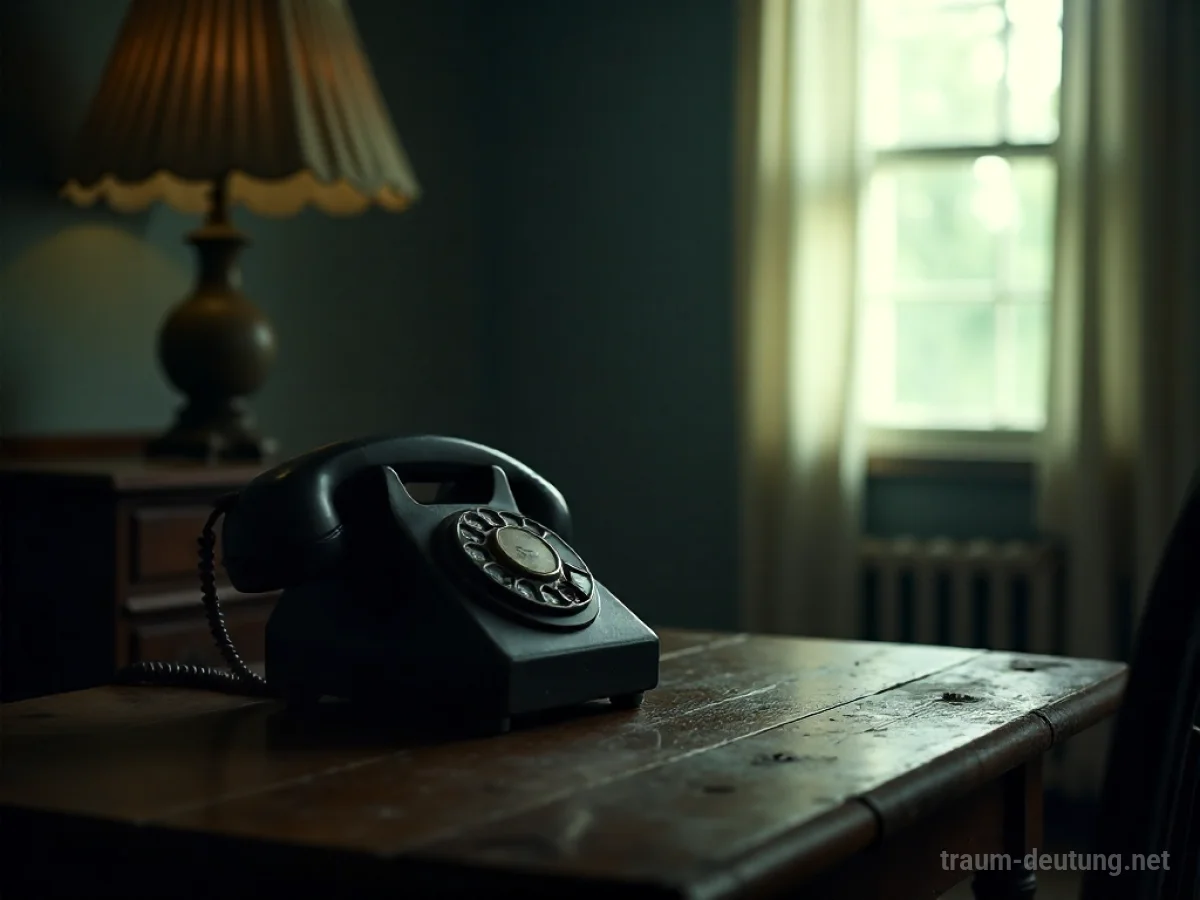 Ein altes Telefon mit abgenommenem Hörer in einem dunklen Raum