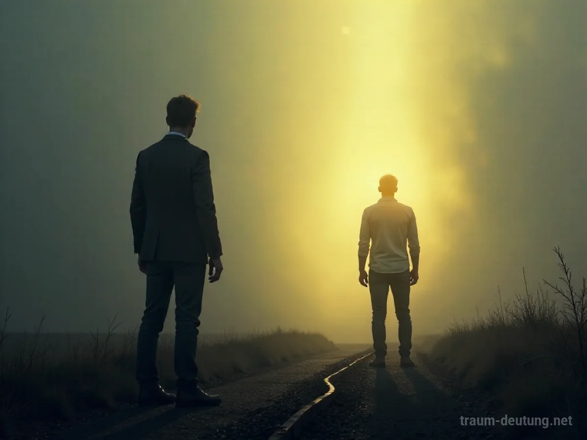 Silhouetten einer Person, die eine andere Person in der Ferne ruft