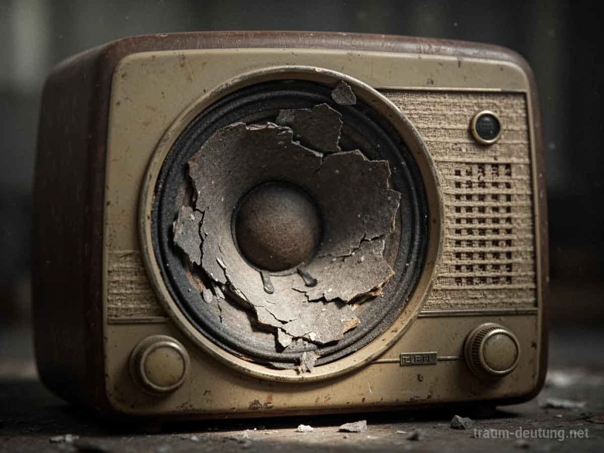 Ein altes Radio mit einem beschädigten Lautsprecher