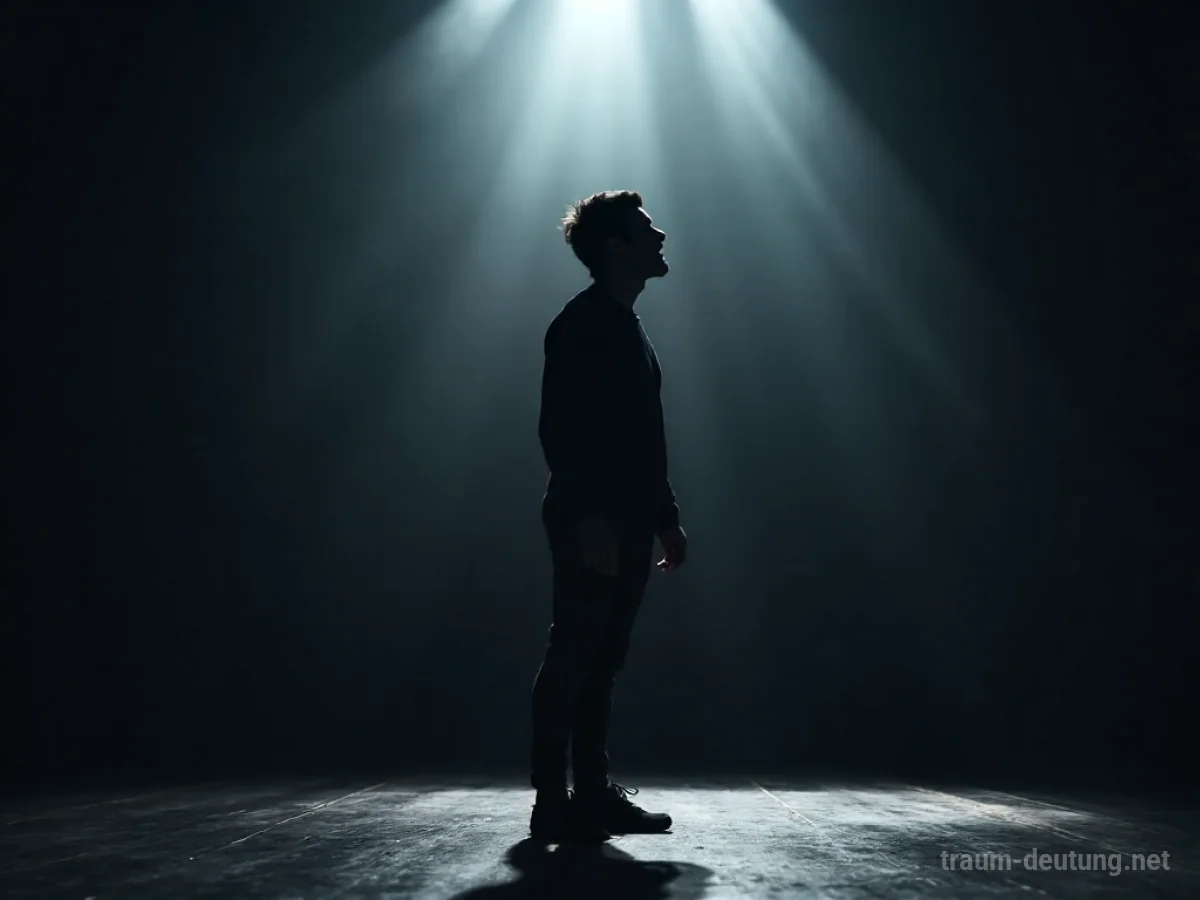 Silhouette einer Person, die auf einer Bühne steht und stumm schreit.