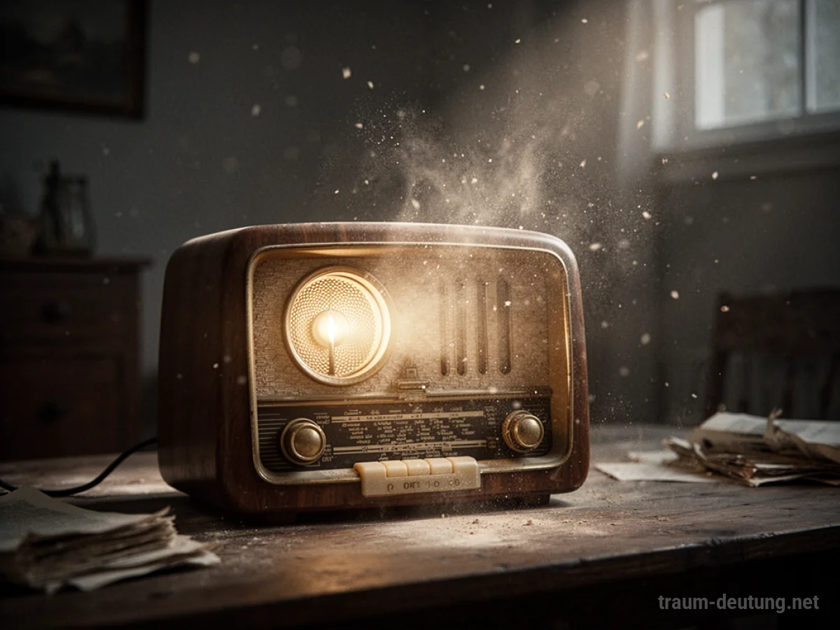 Ein altes Radio leuchtet im Dunkeln