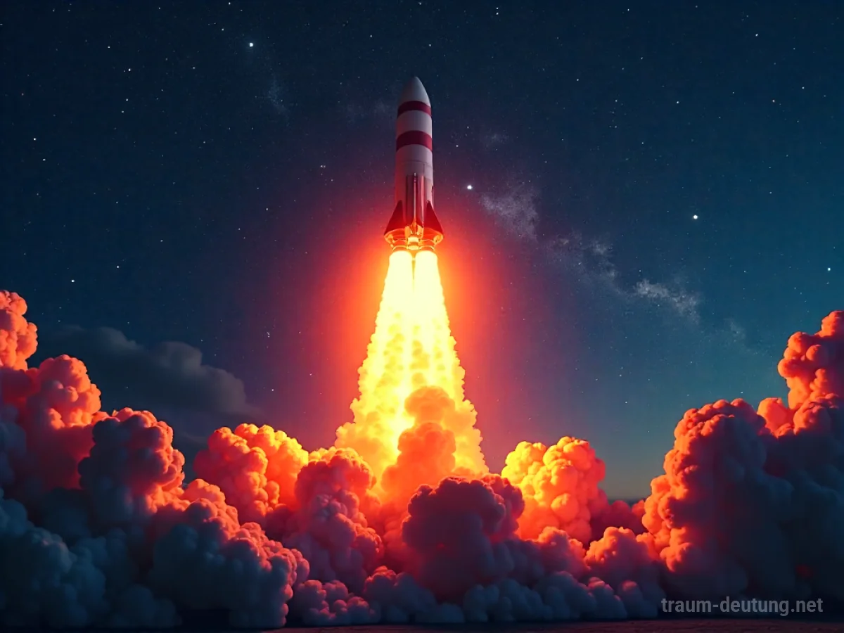 Explodierende Rakete am Nachthimmel mit bunten Lichteffekten