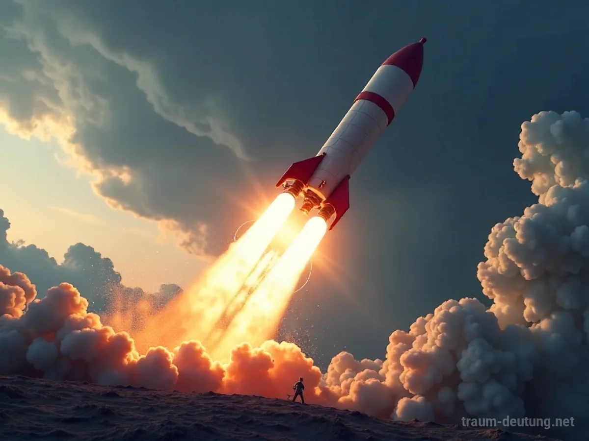 Eine Rakete stürzt vom Himmel ab und zerfällt in der Luft.