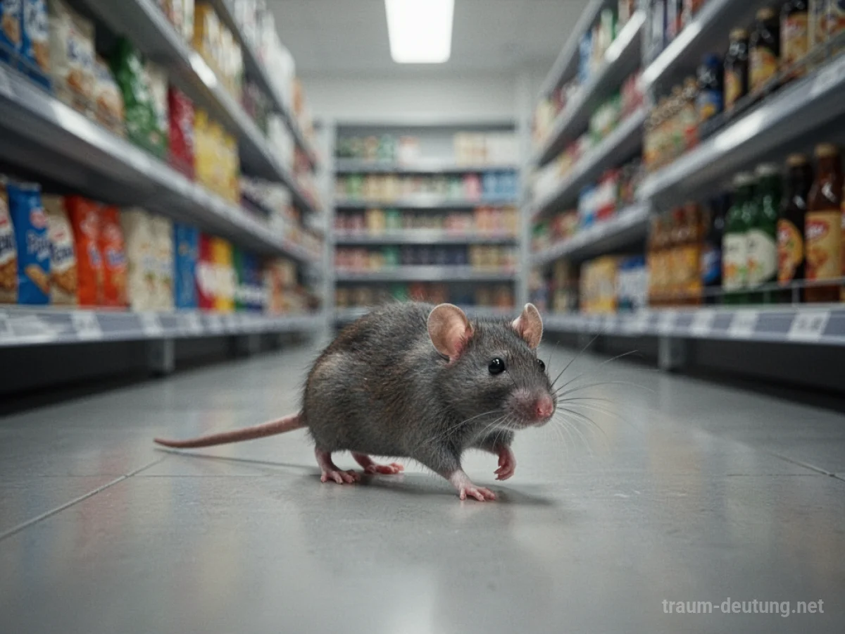 Eine einzelne Ratte huscht durch einen Geschäftsgang.