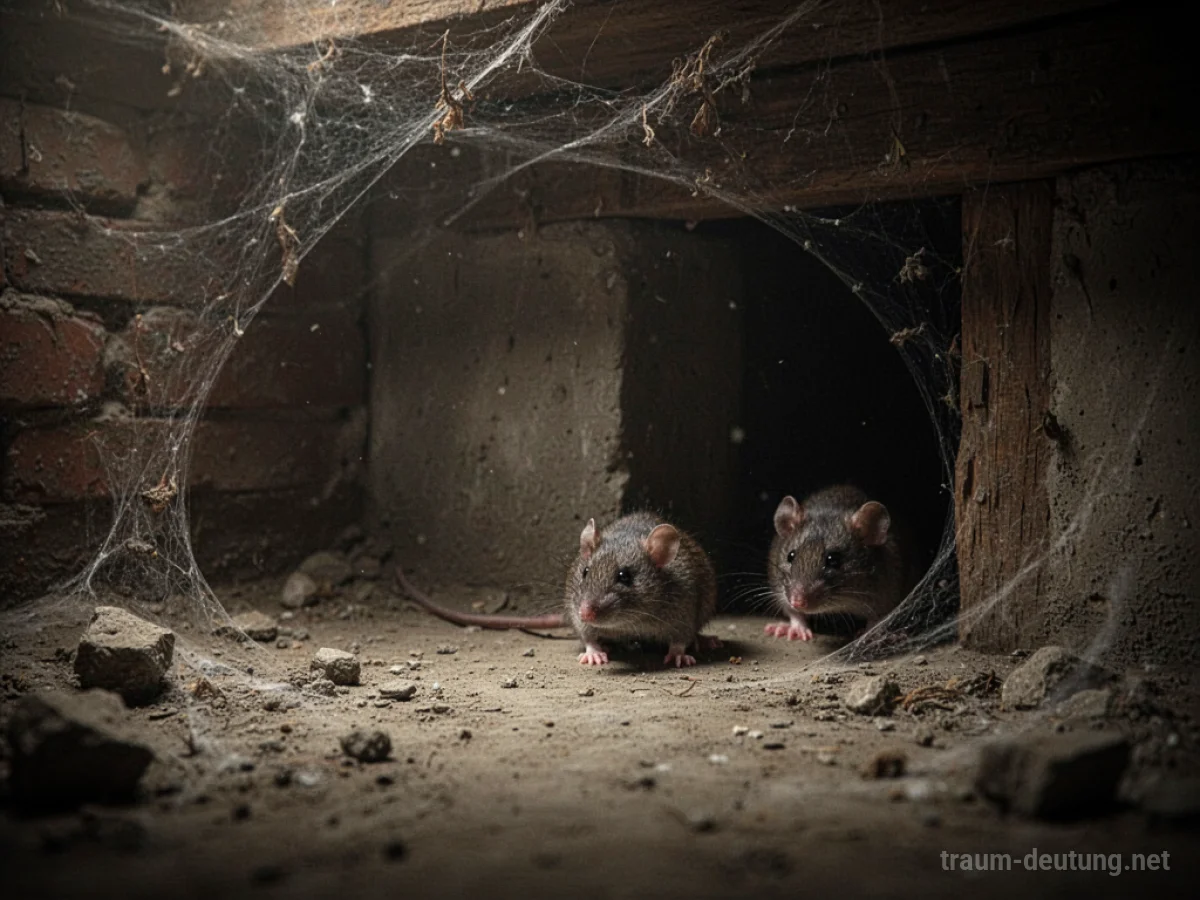 Eine Ratte verschwindet im Dunkel eines alten Kellers
