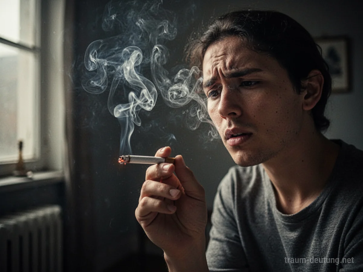 Rauchende Person im Traum mit Rauch, der Stress symbolisiert