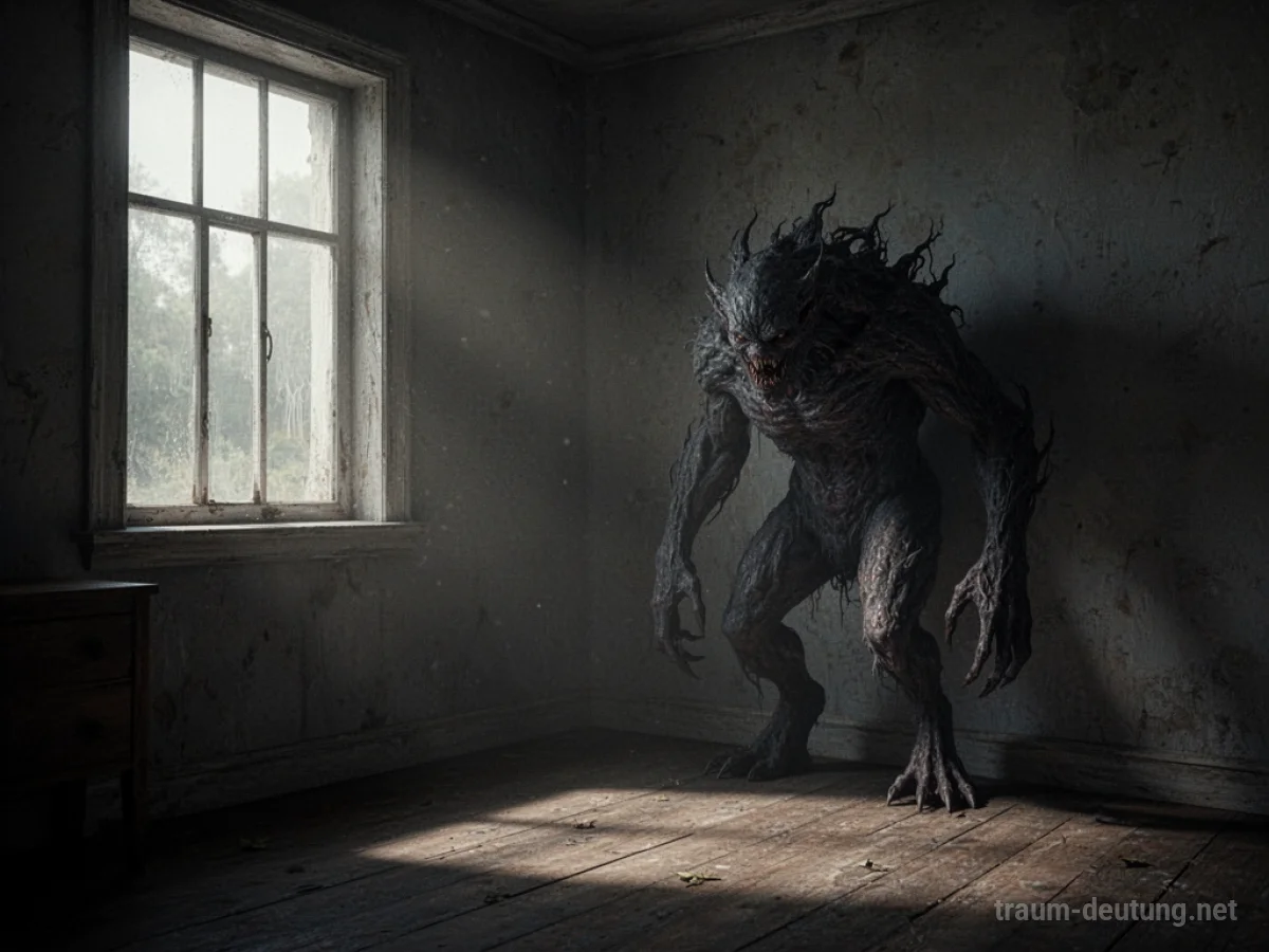 Ein dunkler Raum mit einer schattenhaften Monstergestalt in der Ecke.