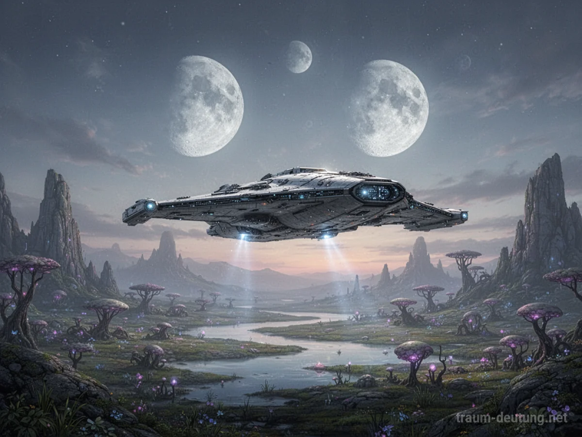 Raumschiff landet auf fremdem Planeten