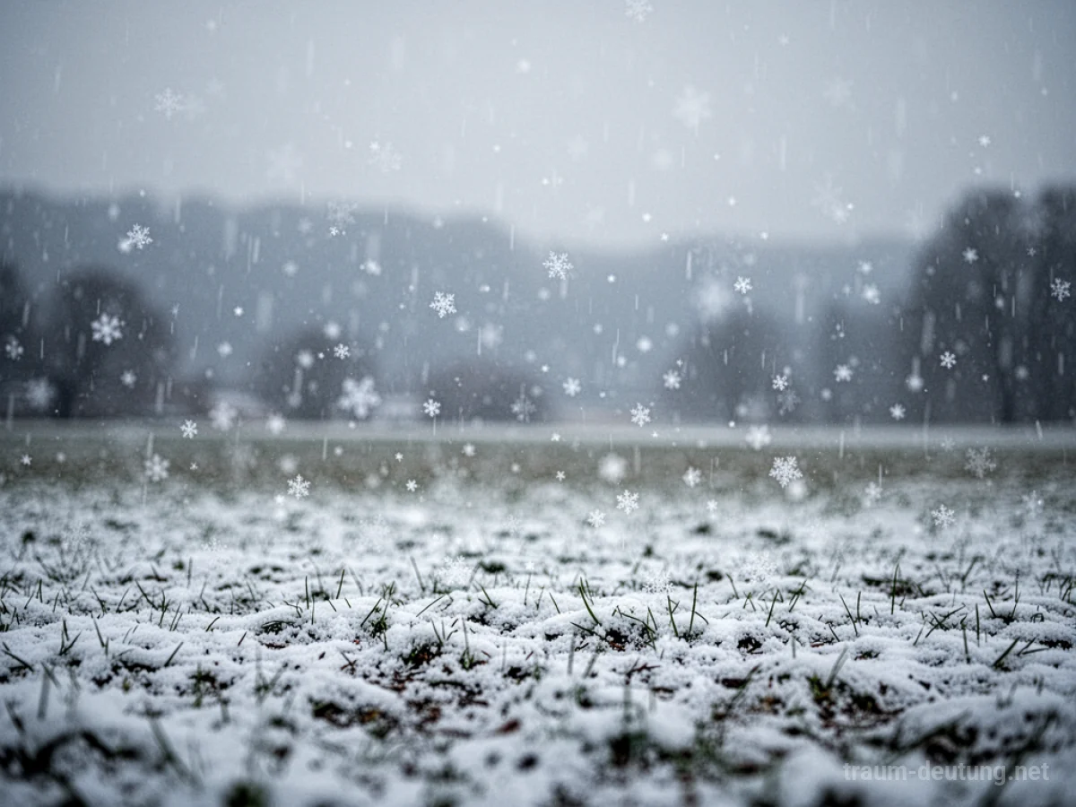 Regen, der sich in Schnee verwandelt, auf einem ruhigen Untergrund