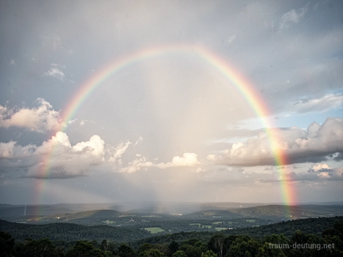 Ein verblassender Regenbogen am Himmel