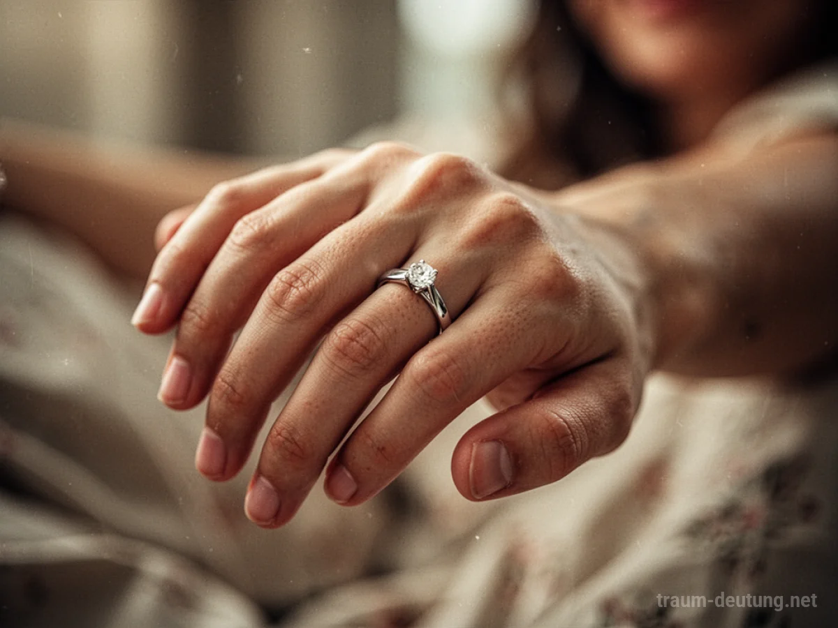 Nahaufnahme einer Hand mit einem Ring am Finger