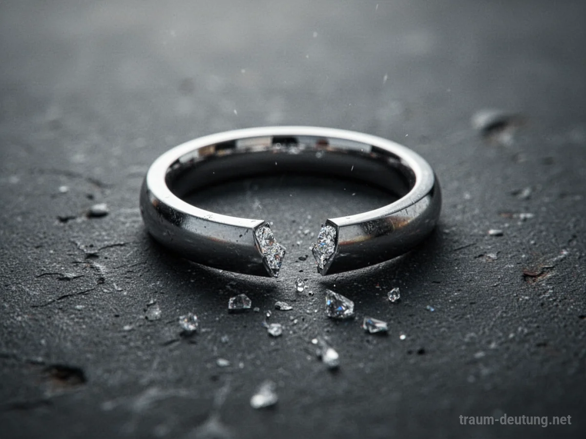 Zerbrochener Ring auf dunklem Untergrund