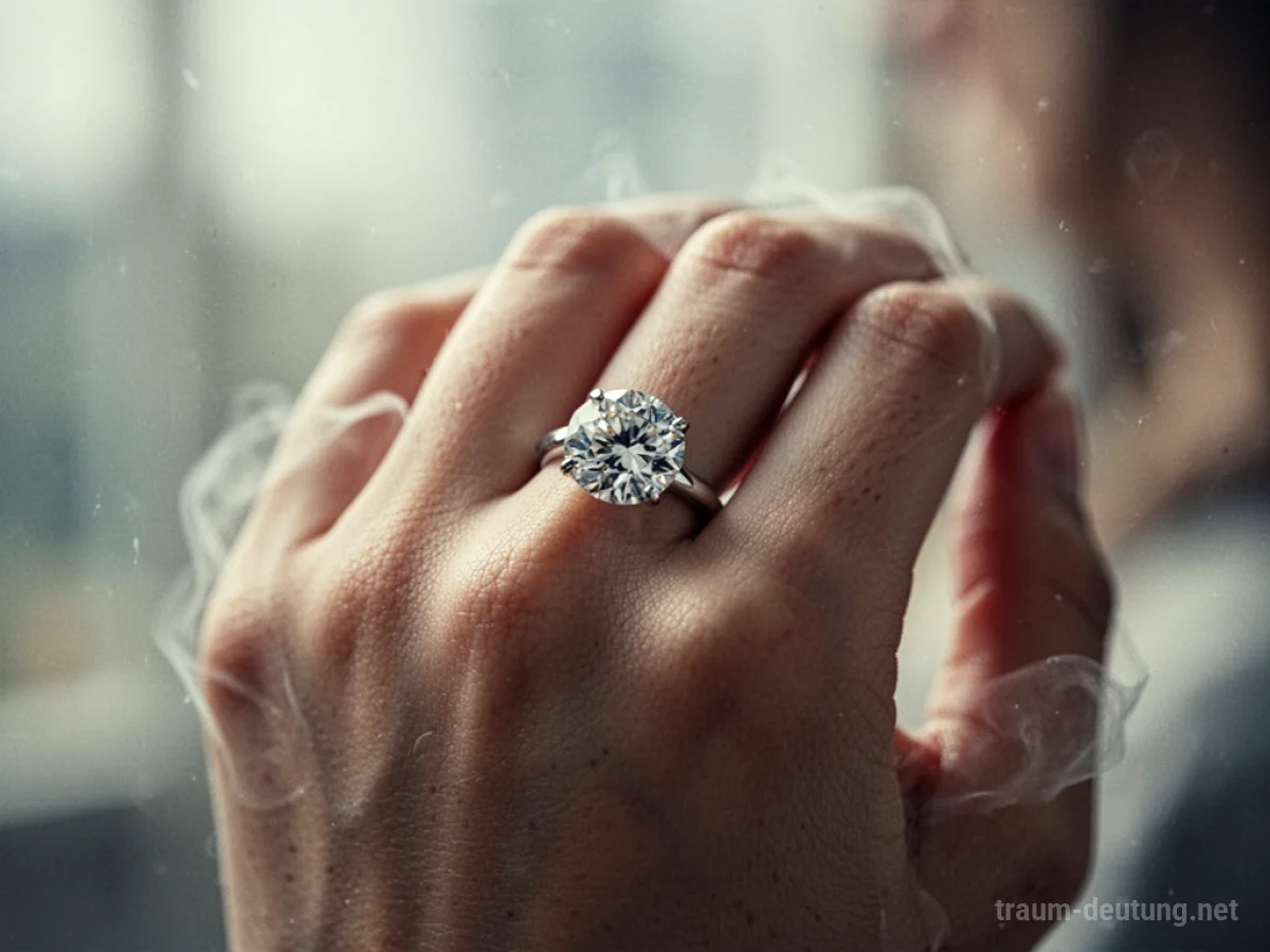 Hand mit Ring mit großem Stein
